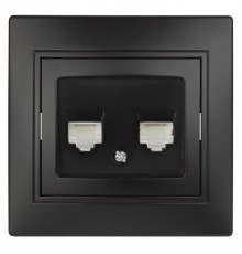 1-304-05 Intro Розетка информационная 2xRJ45, СУ, Plano, антрацит  Б0044576  Intro