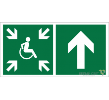 Знак безопасности BL-2915B.E77"Напр.движ. к пункту сбора(безоп.зоне)МГН прямо"  a19888  Белый свет