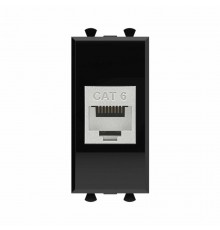 Компьютерная розетка RJ-45 без шторки модульная, кат.6 экранированная, "Avanti", "Черный квадрат", 1 модуль  4402791  DKC