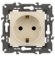 14-2102-02 Розетка с заземлением со шторками, 16A-250В, IP20, Эра Elegance, сл.кость  Б0034273  ЭРА