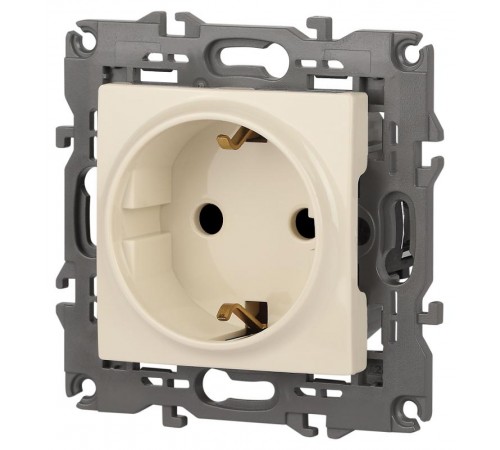 14-2102-02 Розетка с заземлением со шторками, 16A-250В, IP20, Эра Elegance, сл.кость  Б0034273  ЭРА