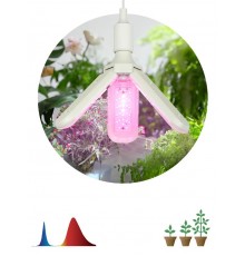 Фитолампа для растений светодиодная  FITO-24W-RB-E27-FOLD 3-х лепестковая красно-синего спектра 24 Вт Е27  Б0061428  ЭРА