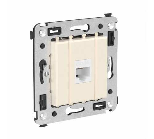 Компьютерная розетка RJ-45 без шторки в стену, кат.6А одинарная, "Avanti", "Ванильная дымка"  4405673  DKC