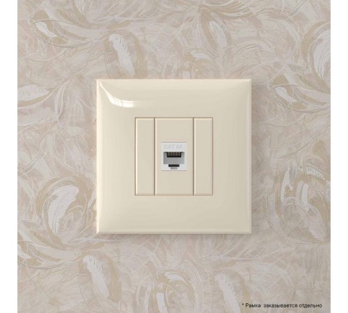 Компьютерная розетка RJ-45 без шторки в стену, кат.6А одинарная, "Avanti", "Ванильная дымка"  4405673  DKC
