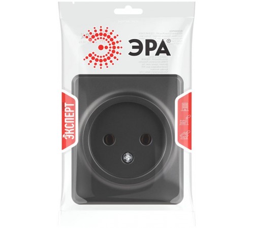 Розетка Эксперт 11-2201-05 2P IP20 16A-250В ОУ Антрацит  Б0062992  ЭРА