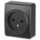 Розетка Эксперт 11-2201-05 2P IP20 16A-250В ОУ Антрацит  Б0062992  ЭРА
