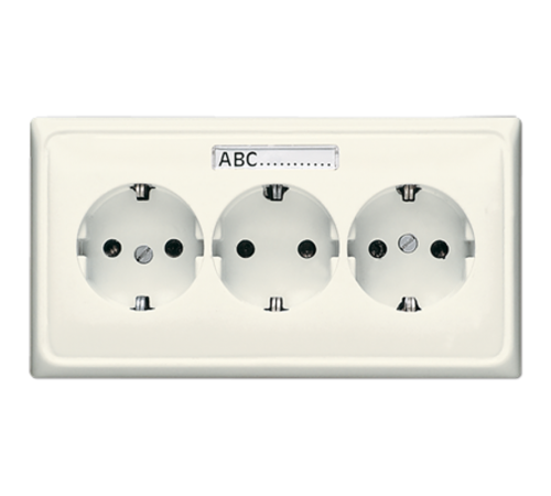 Розетка тройная с заземлением для кабельканалов; слоновая кость CD523NA Jung