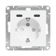 Механизм розетки с USB-C - 2шт, 16А, с заземлением, со шторками, белый Эпика EKF  UP1-SOW-111-2USBC  EKF