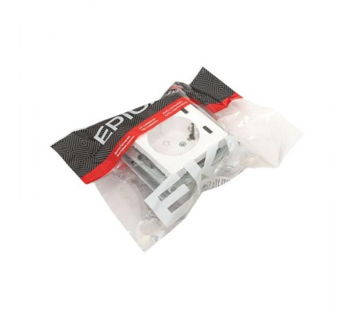 Механизм розетки с USB-C - 2шт, 16А, с заземлением, со шторками, белый Эпика EKF  UP1-SOW-111-2USBC  EKF