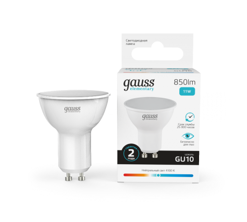 Лампа светодиодная Elementary MR16 11W 850lm 4100K GU10 LED 1/10/100  13621  Gauss