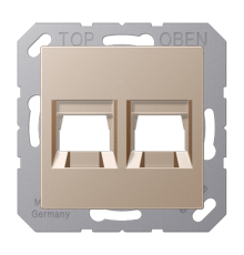 Kрышка для 2-х разъемов; без видимого винта; подпружиненная шторка; термопласт; шампань  A1569-25WECH  Jung