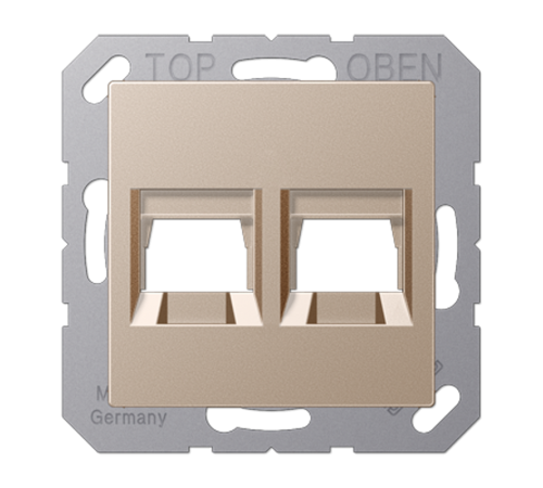 Kрышка для 2-х разъемов; без видимого винта; подпружиненная шторка; термопласт; шампань  A1569-25WECH  Jung