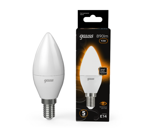 Лампа светодиодная LED 9.5Вт E14 220В 3000К Candle (свеча)  103101110  Gauss