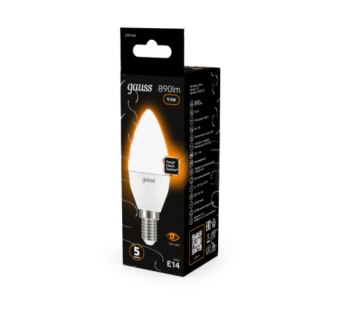 Лампа светодиодная LED 9.5Вт E14 220В 3000К Candle (свеча)  103101110  Gauss