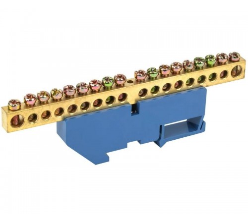 Шина "N" нулевая 8х12мм 18/1 (18 групп/крепеж по центру) с изолятором на DIN-рейку (20 шт/уп)  PR08.28968  Промрукав