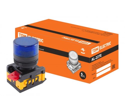 Лампа AL-22TE сигнальная d22мм синий неон/230В цилиндр   SQ0702-0040  TDM