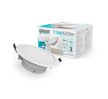 Светильник встраиваемый downlight Elementary круг 7,5W 620lm 4000K 185-250V IP54 95*45 монтаж белый LED 1/40  999420207  Gauss