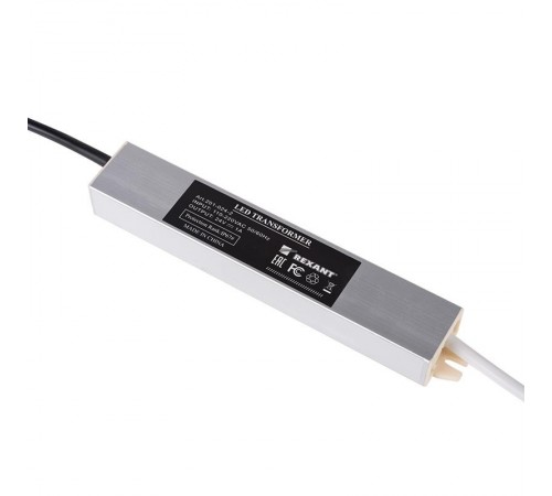 Источник питания тонкий 220V AC/24V DC, 1А, 24W с проводами, влагозащищенный (IP67)  201-024-2  REXANT