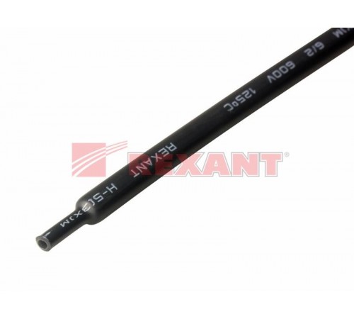 Термоусадка клеевая 6,0 / 2,0 мм, черная (1м)  20-6008  REXANT