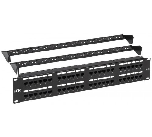 2U патч-панель кат. 5Е UTP 48 портов (Dual) с каб. орг-м  PP48-2UC5EU-D05-1  ITK