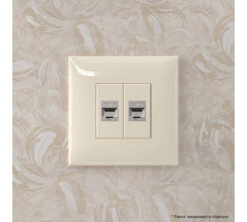 Компьютерная розетка RJ-45 без шторки в стену, кат.6 двойная экранированная, "Avanti", "Ванильная дымка"  4405794  DKC