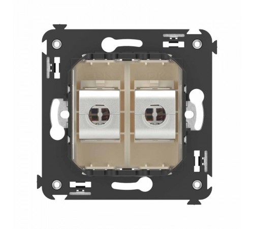 Компьютерная розетка RJ-45 без шторки в стену, кат.6 двойная экранированная, "Avanti", "Ванильная дымка"  4405794  DKC