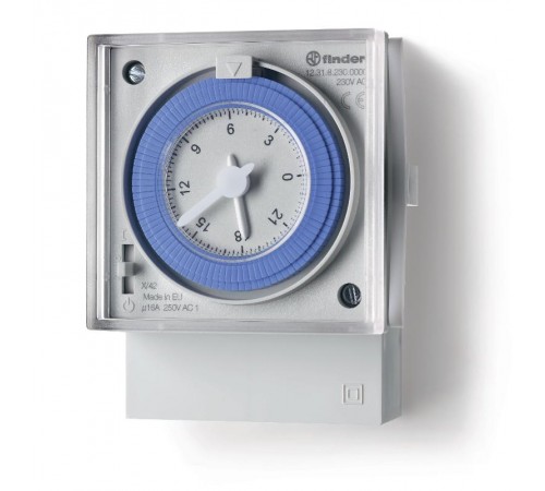 Реле времени механическое недельное; монтаж на панель; 1СO 16A; питание 120...230В АC; резервн.источник питания  123182300007  Finder