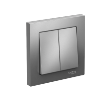 AtlasDesign Сталь Выключатель 2-клавишный сх.5, 10АХ, (в сборе с рамкой)  ATN000952  SE