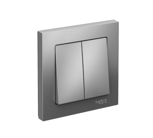 AtlasDesign Сталь Выключатель 2-клавишный сх.5, 10АХ, (в сборе с рамкой)  ATN000952  SE