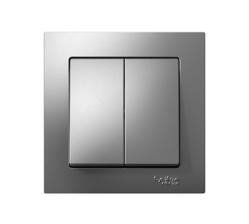 AtlasDesign Сталь Выключатель 2-клавишный сх.5, 10АХ, (в сборе с рамкой)  ATN000952  SE