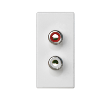 Simon Connect Плата с 2-мя разъёмами RCA audio, 1/2 К45, винтовой зажим, "тюльпаны", алюминий  K101B-8  Simon