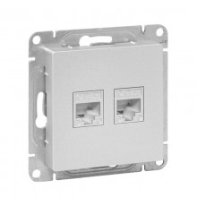 Механизм розетки RJ45 - 2шт, (cat5), алюминий Эпика EKF  UP1-SOA-2RJ45-5  EKF