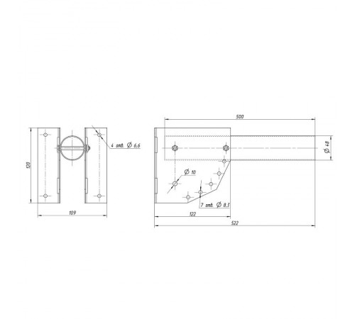 Кронштейн для уличного светильника SPP-AC2-0-500-048 с переменным углом 500*150*120 d38mm  Б0057534  ЭРА