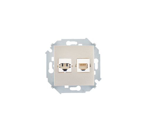 Simon 15 Шампань Розетка телефонная + компьютерная RJ11+RJ45 кат.5е, Systimax  1591590-034  Simon