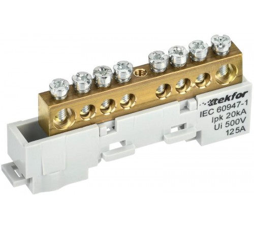 TEKFOR Шина L "фаза" неизолированная на универсальном держателе 8х12-8-Ср  TF-NN20-08-DL-K03  IEK