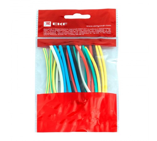 Термоусаживаемая трубка ТУТ нг 4/2 набор:7 цветов по 3шт. 100мм. EKF PROxima  tut-n-4  EKF