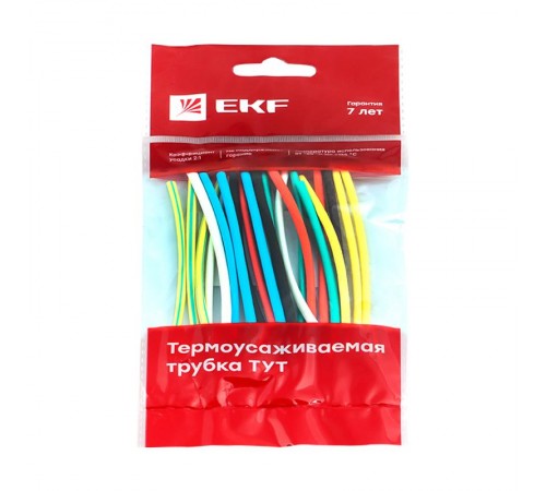 Термоусаживаемая трубка ТУТ нг 4/2 набор:7 цветов по 3шт. 100мм. EKF PROxima  tut-n-4  EKF