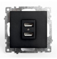 Розетка 2-местная USB (механизм), 250В, 2,4А, серия Катрин, GLS10-7115-05, черный  39616  STEKKER