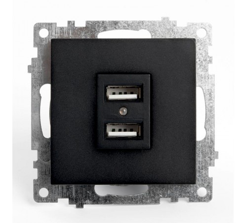 Розетка 2-местная USB (механизм), 250В, 2,4А, серия Катрин, GLS10-7115-05, черный  39616  STEKKER