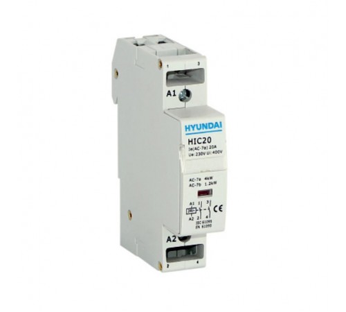 Контактор модульный магнитный HIC20 11NS X230 20А 4 кВт АС1/400VAC 1NO+1NC 50Hz 230V  13.01.02.000426  HYUNDAI