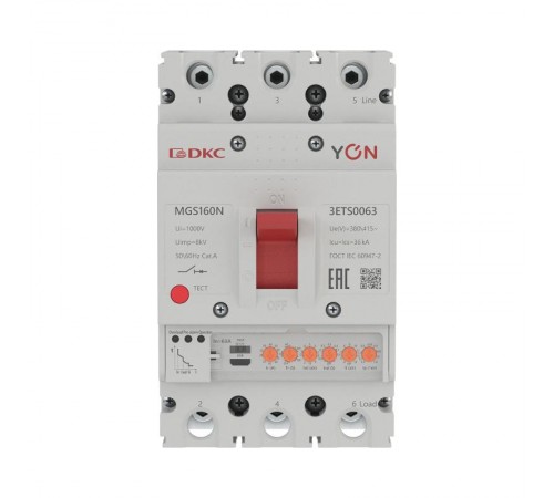 Авт. выкл. YON MGS160N 3P 25-63A 36kA с электронным расцепителем ETS  MGS160N-3ETS0063  DKC