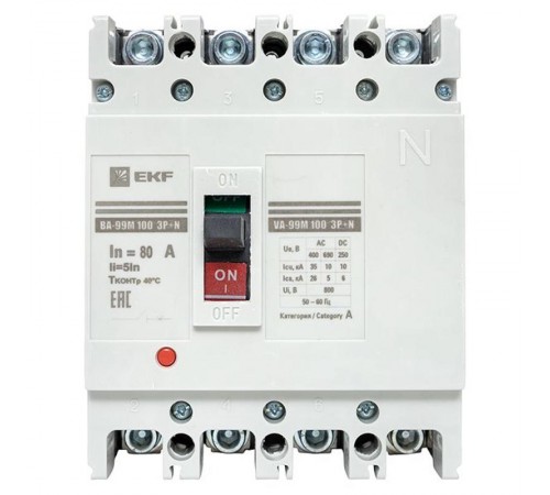 Выключатель автоматический ВА-99М 100/80А 4P 5In 35кА EKF PROxima  mccb99-4P5In100-80m  EKF