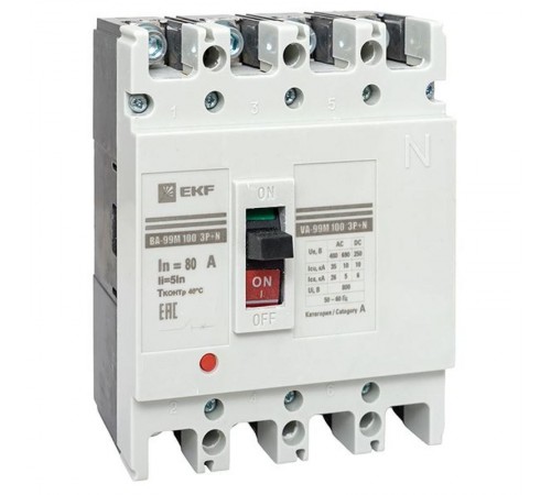 Выключатель автоматический ВА-99М 100/80А 4P 5In 35кА EKF PROxima  mccb99-4P5In100-80m  EKF