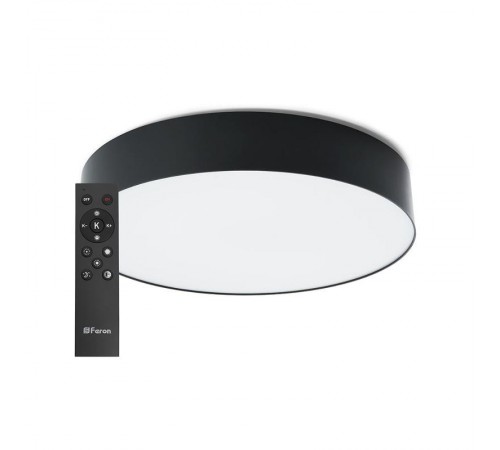 Светильник светодиодный управляемый с пультом 80W, Max. 4800Lm, 3000К-6500K, AL6200 "Simple matte" черный  48067  FERON