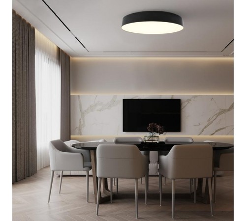 Светильник светодиодный управляемый с пультом 80W, Max. 4800Lm, 3000К-6500K, AL6200 "Simple matte" черный  48067  FERON