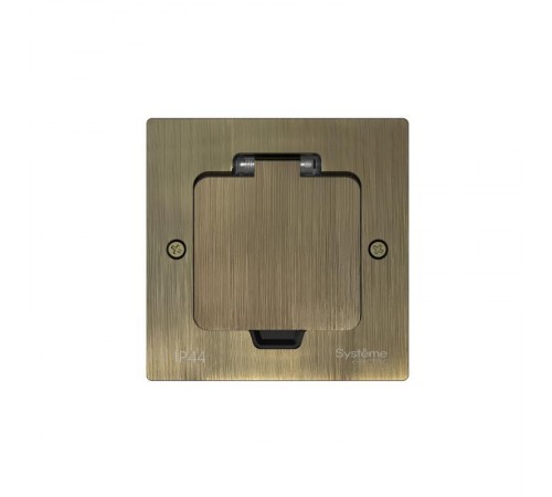 MultiDesk Лючок на 2 модуля IP44 с монтажной коробкой для стены, фальшпола, стола Античная ЛАТУНЬ, тип MDK20  MDK20102BA  SE