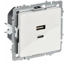 BRITE Роз. USB A+C 45Вт высокоск. зар. РЮ11-2-БрБ бел.  BR-U22-045-K01  IEK