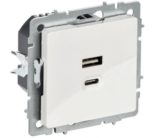 BRITE Роз. USB A+C 45Вт высокоск. зар. РЮ11-2-БрБ бел.  BR-U22-045-K01  IEK