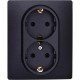 Inspiria Антрацит Розетка 2-ая с заземлением со шторками в сборе 16А 250В винтовые зажимы  673453  Legrand