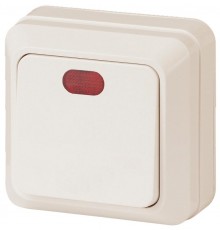 2-102-02 Intro Выключатель с подсветкой, 10А-250В, IP20, ОУ, Quadro, сл.кость  Б0027635  Intro